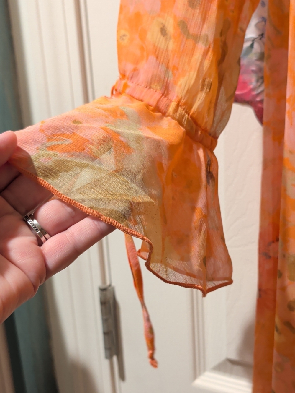 wild fable Orange Floral Ruffle Tie-Front Coverup - Picture 4 of 5